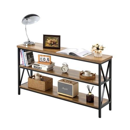 VEVOR schmaler Konsolentisch Eingangstisch (140 cm Länge / 108,9 + 72,6 + 72,6 kg belastbar), 3-stufiger Flurtisch Beistelltisch Sofatisch mit