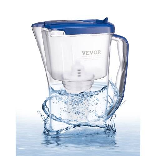 VEVOR Wasserfilter Kanne Wasserfilterkrug 9 Tassen Wasserfilterspender, kühlschrankfreundliches Wasserfiltersystem, kein BPA, hält 3 Monate / 150