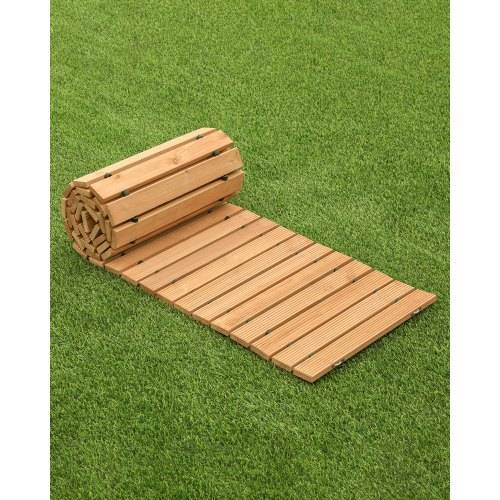 VEVOR Gartenweg Rollweg 244x43 cm, Ausrollbarer Holzweg, Au_enweg aus Zedernholz mit Drahtseilverbindung, Gartentritt, Holztritt, Gehweg, Wege im