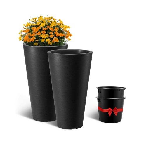 VEVOR Blumentopf, 2er Set, Gro_er konischer Blumenkübel 590 mm, Modernes Design, Effizientes Drainagesystem, Pflanztopf, für Veranda, Patio, Au_enbe