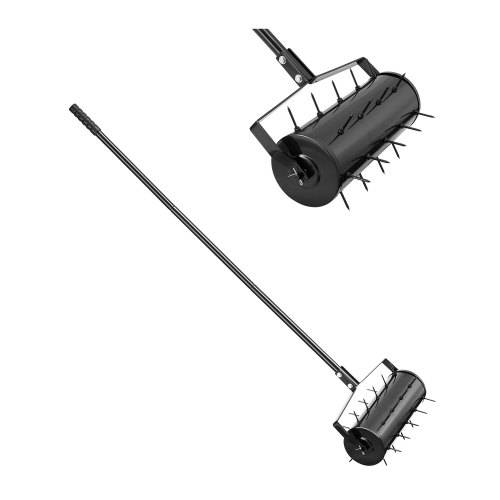 VEVOR Aerifizierer, 435x235x1560mm, Hand Vertikutierer, Rasenbelüfter mit abnehmbarem Griff und 27 Eisenspikes, Rasenlüfter für verdichtete Böden