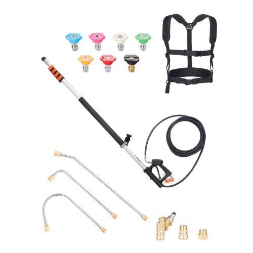 VEVOR Teleskopstrahlrohr, 6358 mm, 4000 psi, Teleskoplanze mit Hochdruckreiniger-Verlängerungsstäben, Dachrinnenreiniger, schwenkbarer Kupplung, 7