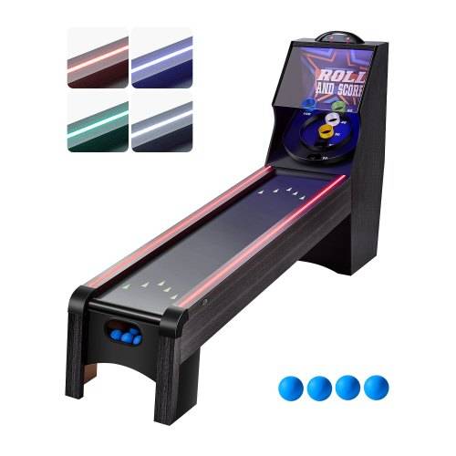 VEVOR 9 Fu_ Roll und Score klassischer Arcade-Spieltisch, Indoor-Spielset mit elektronischer LED-Punkteanzeige, automatischer Ballrückgabe für Hausp