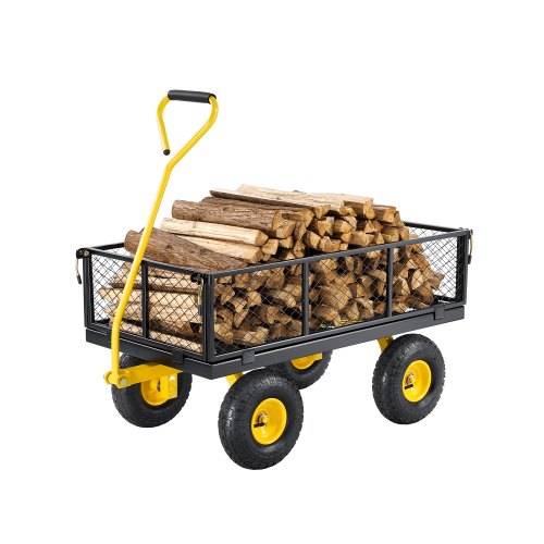 VEVOR Bollerwagen 965x560x535 mm, Gartenwagen, Transportwagen auf Rädern, Gerätewagen mit Reifen und abnehmbaren Seitenteilen aus Netzgewebe (umbaub