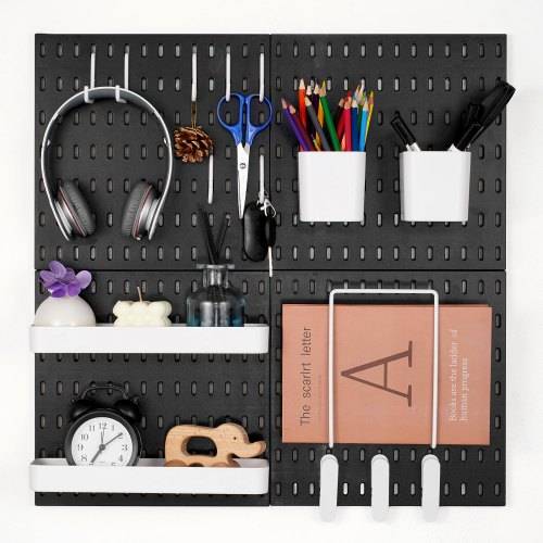 VEVOR Werkzeugwand, 28 x 28 cm, 4er-Set, Kunststoff-Stecktafel-Wand-Organizer-Set mit Zubehör, für Garage, Werkzeugaufbewahrung, Küche, Wohnzimmer