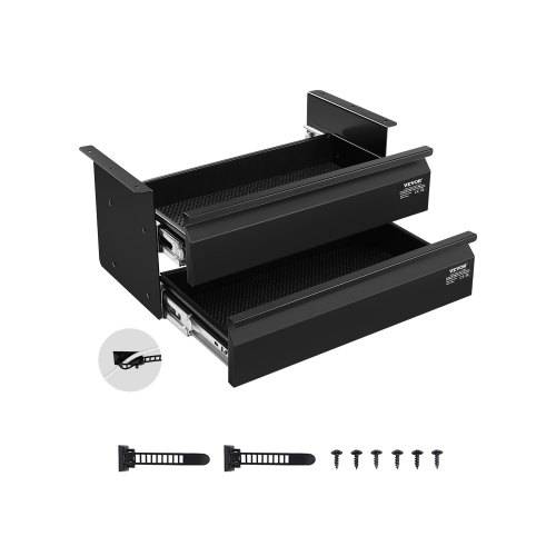 VEVOR Untertisch Schublade 457x227x200mm, Unterbau Schreibtisch, versteckter 2-lagiger Aufbewahrungs-Organizer, Bleistiftschublade unter dem Tisch