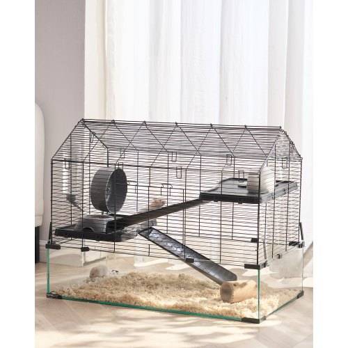 VEVOR Hamsterkäfig, 360°-Sicht, transparenter Hamsterlebensraum, Kleintierkäfig, 75x44x61 cm, belüfteter Mäusekäfig mit Wasserflasche, Rattenkä
