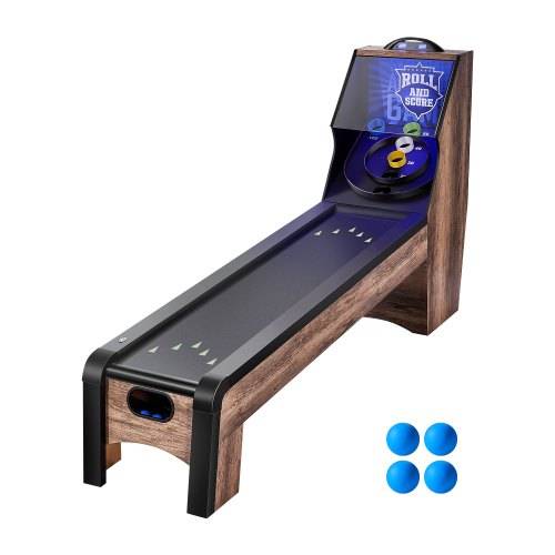 VEVOR 9 Fu_ Roll und Score klassischer Arcade-Spieltisch, Indoor-Spielset mit elektronischer LED-Punkteanzeige, automatischer Ballrückgabe für Hausp