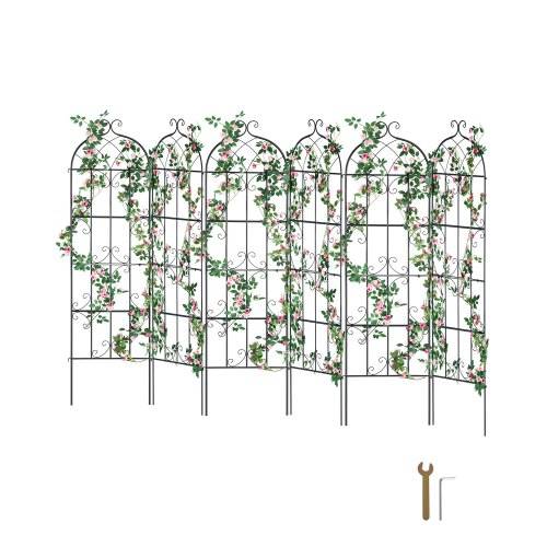 VEVOR Rankhilfe für Kletterpflanzen, 51x180 cm, 6er-Set rostfreies Metallspalier für Gartenblumen, Kletterhilfe, Rankgitter für Rosen, Gurkenstütz