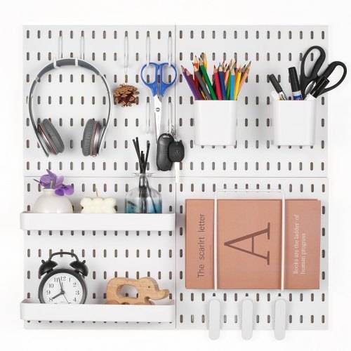 VEVOR Werkzeugwand, 28 x 28 cm, 4er-Set, Kunststoff-Stecktafel-Wand-Organizer-Set mit Zubehör, für Garage, Werkzeugaufbewahrung, Küche, Wohnzimmer