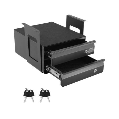 VEVOR Untertisch Schublade 365x335x250 mm, Unterbau Schreibtisch, versteckter 2-lagiger Aufbewahrungs-Organizer, abschlie_bare Bleistiftschublad