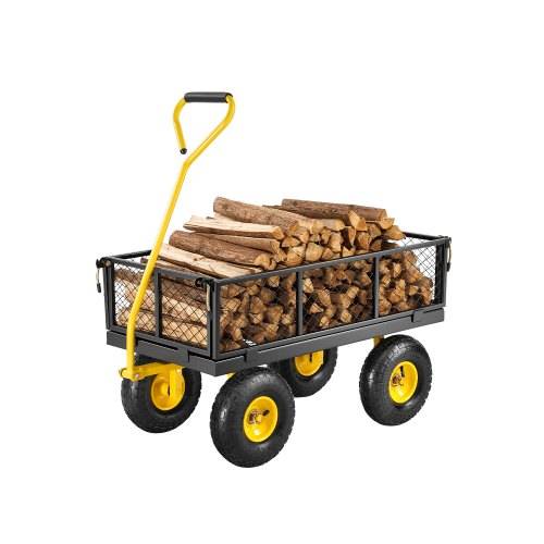 VEVOR Bollerwagen 226,80 kg, Transportwagen, Gartenwagen, Gerätewagen, Handwagen mit gro_en Geländereifen, abnehmbaren Seitenteilen aus Netzmaterial