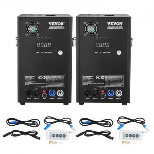 VEVOR 2x Funkenmaschine 700 W Pyrotechnikmaschine Aluminiumlegierung Feuerwerksmaschine DMX Controller Einstellbar 2_5m Cold Spark Machine 7 min
