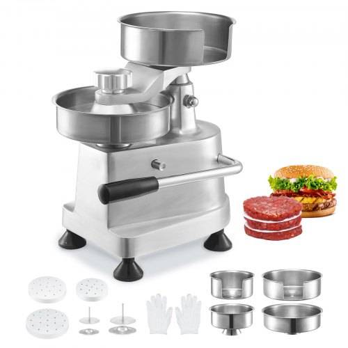 VEVOR Kommerzieller Burgerpresse - Hamburger Patty Maker 10 / 13 / 15 cm, mit 3 Packungen Burgerpapier, Professionelle Hamburgerpresse aus