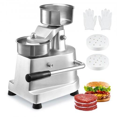 VEVOR Kommerzieller Burger-Patty-Maker, 10 cm Hamburger-Rindfleisch-Patty-Maker, robuste, lebensmittelechte Edelstahlschüssel-Burgerpresse, Küchen-F