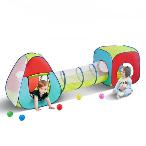 VEVOR 3-in-1-Spielzelt für Kinder mit Tunnel für Jungen, Mädchen, Babys und Kleinkinder, Pop-Up-Spielhaus für drinnen und drau_en mit Tragetasche