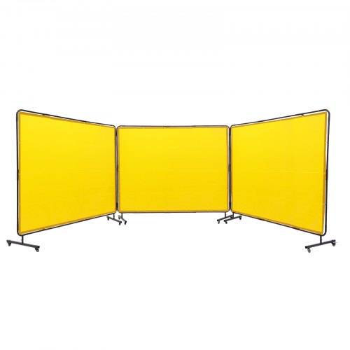 VEVOR 3-Panel-Schwei_vorhang 1,8 x 2,4 m Schwei_schutzvorhang aus Flammhemmendem Vinyl Schwei_schutzwand mit 12 Schwenkrädern und einem 6-stufigen