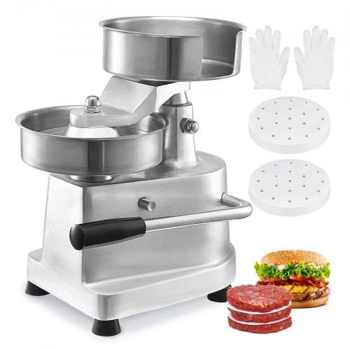 VEVOR Kommerzieller Burger-Patty-Maker, 150 mm/6 Zoll Hamburger-Rindfleisch-Patty-Maker, robuste, lebensmittelechte Edelstahlschüssel-Burgerpresse