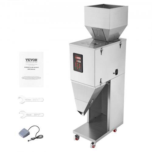 VEVOR Partikelfüllmaschine, 0,044_6,6 lbs/20_3000 g, automatische Füllmaschine mit Fu_pedal, Edelstahl-Wiegefüllmaschine, Wiegefüller für Bohnen,