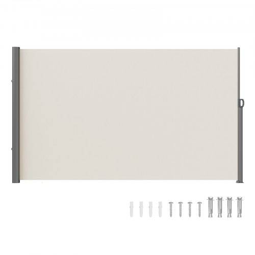 VEVOR Seitenmarkise 160 x 300 cm Seitenwandmarkise aus Polyestergewebe mit PU-Beschichtung Markise einziehbarer Griff mit Federmechanismus