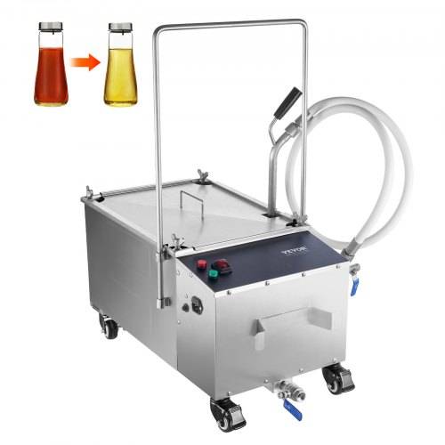 VEVOR Mobiler Fritteusenfilter, 38 L _ltankkapazität, _lfiltrationssystem mit 10 L/min _lfiltrationsgeschwindigkeit, Rollbares Frittierölfiltersyste