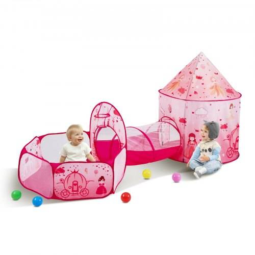 VEVOR 3-in-1-Spielzelt mit Tunnel für Mädchen, Prinzen, Jungen, Babys und Kleinkinder, Pop-Up-Spielhaus für drinnen und drau_en mit Tragetasche und