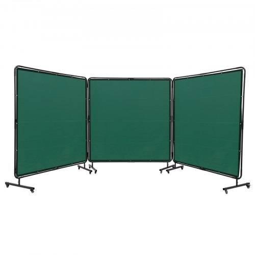 VEVOR 3-Panel-Schwei_vorhang 1,8 x 1,8m Schwei_schutzvorhang aus Flammhemmendem Vinyl Schwei_schutzwand mit 6 Schwenkrädern und einem 6-stufigen