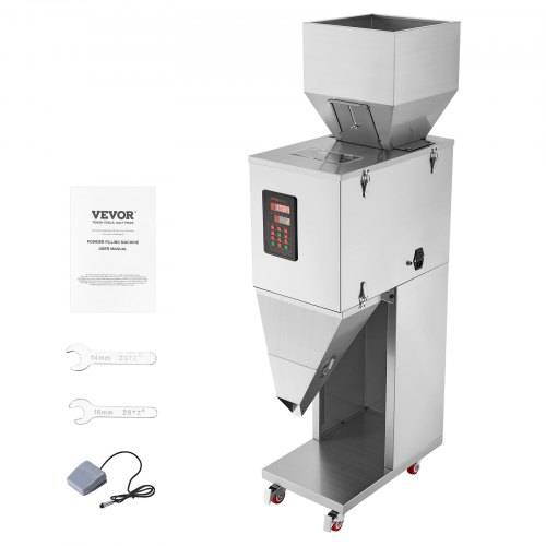 VEVOR Partikelfüllmaschine, 20_5000 g, automatische Füllmaschine mit Fu_pedal, Edelstahl-Wiegefüllmaschine, Wiegefüller für Bohnen, Samen, Körne