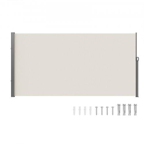 VEVOR Seitenmarkise 180 x 350 cm Seitenwandmarkise aus 180 g/m² Polyestergewebe mit PU-Beschichtung Markise einziehbarer Griff mit Federmechanismus