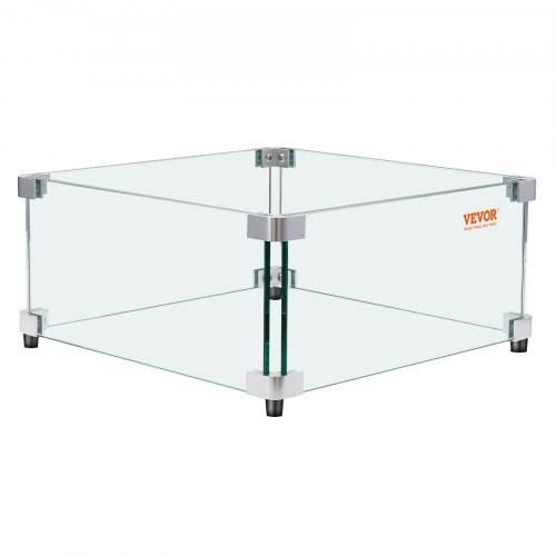 VEVOR Gas-Feuerstellen-Windschutz für quadratischen Feuertisch, 493 x 493 x 191 mm, durchsichtiger, gehärteter Windschutz für Feuerstellen, 8 mm di