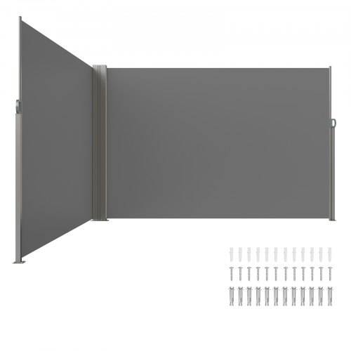 VEVOR Seitenmarkise 200 x 600 cm Seitenwandmarkise aus 180 g/m² Polyestergewebe mit PU-Beschichtung Markise einziehbarer Griff mit Federmechanismus