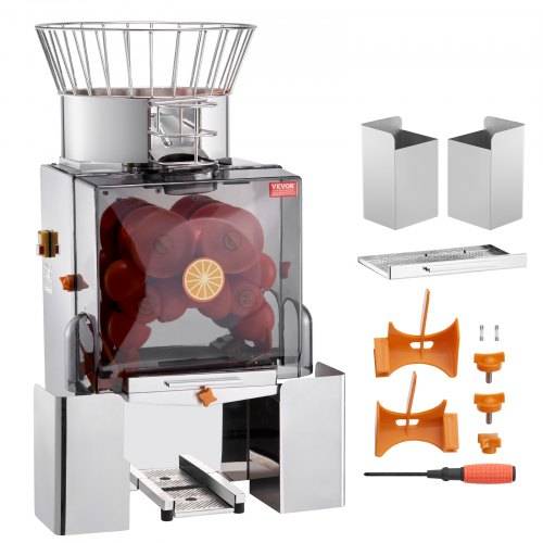 VEVOR Kommerzielle Orangenpresse Automatischer 120-W-Entsafter, Edelstahl-Orangenpresse für 25 Orangen pro Minute, mit PC-Abdeckung 46 x 52 x 90 cm