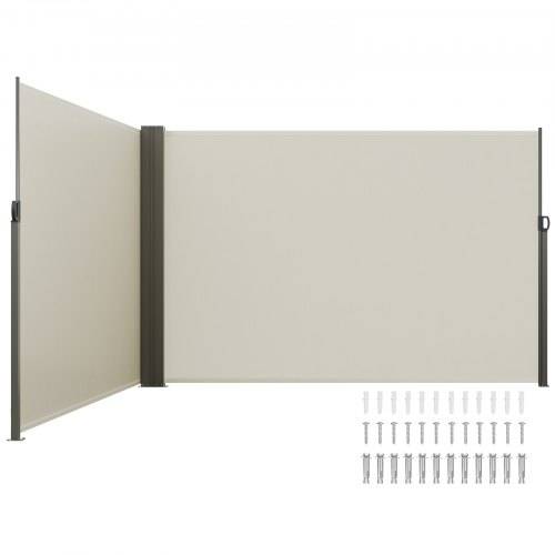 VEVOR Seitenmarkise 200 x 600 cm Seitenwandmarkise aus 180 g/m² Polyestergewebe mit PU-Beschichtung Markise einziehbarer Griff mit Federmechanismus