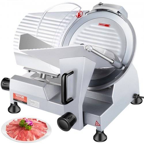 VEVOR Kommerzieller Fleisch Allesschneider 320 W, Elektrische Aufschnittmaschine Lebensmittelschneider mit 30,48 cm-Kohlenstoffstahlklinge, 0_15 mm