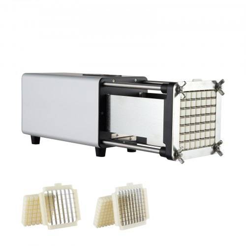 VEVOR Elektrischer Pommes Frites Schneider Kartoffelschneider mit 1/2-Zoll- und 3/8-Zoll-Klingen Edelstahl, Kartoffelschneider und Zerkleinerer mit