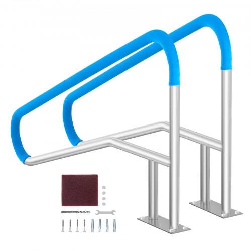 VEVOR Pool Handlauf, 2 Stück, 1395 x 810 x 100 mm, Pooleinstieg, Edelstahl mit Grundplatte für Innen-/Au_enpools, Einstieghilfe, rostfreier Haltegri