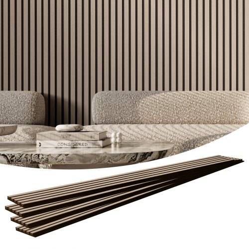 VEVOR Akustikpaneele, 2400 x 200 x 21 mm, Akustik Wandpaneele, MDF-Akzent-Holzwandpaneele für moderne Innenwanddekoration, Akustikpaneel