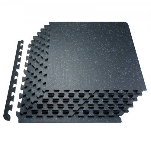 VEVOR Bodenmatten 12 Stk. Gummioberfläche & EVA-Schaum, 61 x 61 cm Trainingsmatten mit 48 Quadratfu_ Abdeckung, ineinandergreifende Gymnastikmatten