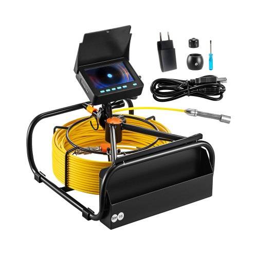 VEVOR Kanalkamera, 50 m, 10,9 cm Rohrinspektionskamera mit Beleuchtung _ 6 einstellbare LEDs, 16-GB-Karte, 3-facher Zoom & 8500-mAh-Akku mit hoher