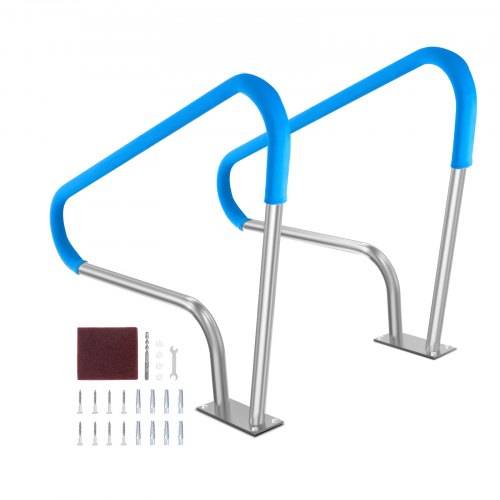 VEVOR Pool-Handlauf, 2 Stück, 1220 x 905 x 100 mm, Pooleinstieg Edelstahl mit Grundplatte für Innen-/Au_enpools, Einstieghilfe für Schwimmbäder,