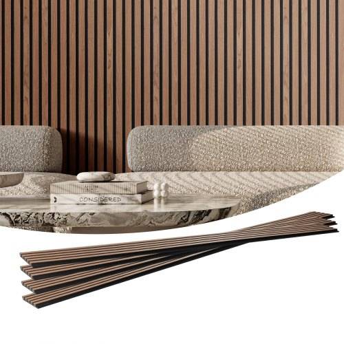 VEVOR Akustikpaneele, Akustikplatten, 2400 x 200 mm, MDF-Akzent-Holzwandpaneele für moderne Innenwände, Wandpaneele aus Kunstholz für stilvolles De