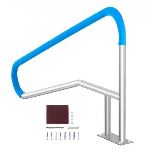 VEVOR Pool-Handlauf, 1395 x 810 x 100 mm Pooleinstieg Edelstahl mit Grundplatte für Innen-/Au_enpools, Einstieghilfe für Decks, rostfreier Haltegrif