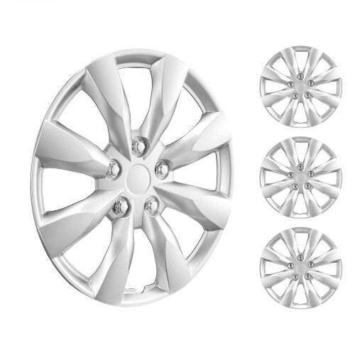 VEVOR Radkappen Radnabenkappen Felgenabdeckung 4 Stk. für 16 Zoll Durchmesser, Radkappe (_440 x 60 mm) mit Druckknopf & Ventildüsenloch, ABS- und PC