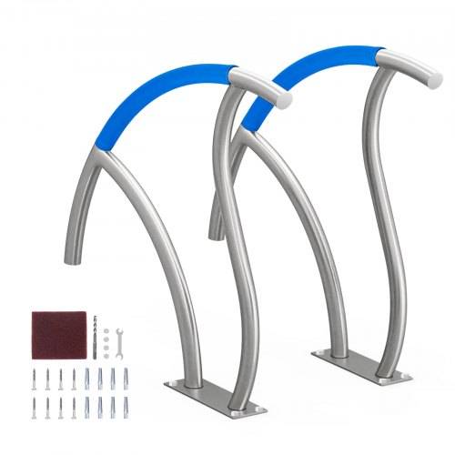 VEVOR Pool-Handlauf, 2 Stk., 1395 x 810 x 100 mm, Pooleinstieg Edelstahl mit Grundplatte für Innen-/Au_enpools, Einstieghilfe für Schwimmbäder, Hal