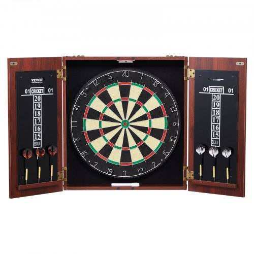 VEVOR Dartboard- und Schrankset Dartboard-Schrank in offizieller Grö_e, Dartscheibe 45 x 3,8 cm versteckbarer Dartschrank mit Stahlspitzen, komplett