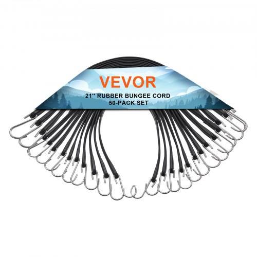 VEVOR 50-teiliges flaches Spannseil, 19,8 mm robuste Spanngurte mit S-Haken aus Stahl, 53,3 cm elastisches Spannseil für Fracht, Planen, LKWs und