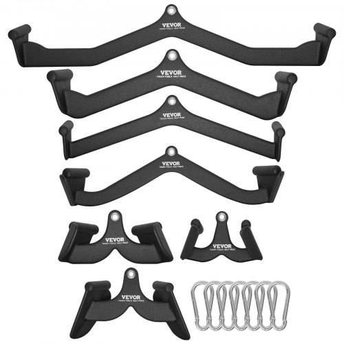 VEVOR Latzug-Aufsätze, Rudergerät mit Kabelzug, T-Stange, V-Stange, 7er-Set, Trizeps-Zugstange, gummibeschichteter Griff für das Krafttraining am