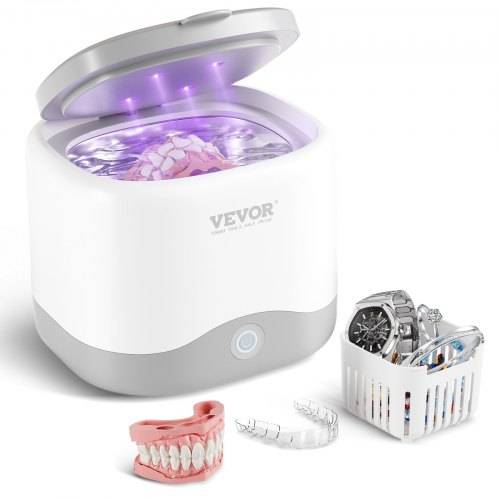 VEVOR Ultraschallreiniger für Zahnprothesen 180 ml Retainer Reinigungsgerät mit UV-Licht, 30 W Reinigungsgerät für Zähne Retainer Aligner Zahnspa