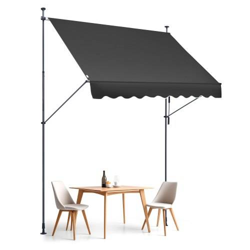 VEVOR Klemmmarkise 250 x 120 cm, Balkonmarkise mit Handkurbel, Sonnenmarkise, Terrassenüberdachung Sunsetter Deck, Höhenverstellbar von 218 bis 309