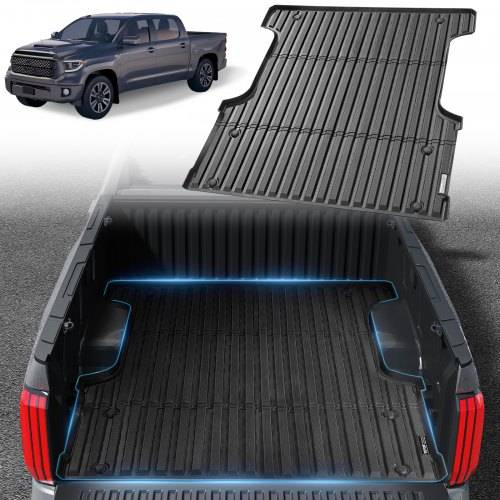 VEVOR Ladeflächenmatte für Lkw kompatibel mit Toyota Tundra 2022_2024, TPE-Ladeflächenmatte für Lkw 1650 x 1550 x 45 mm Ladeflächen, Schwarz leic